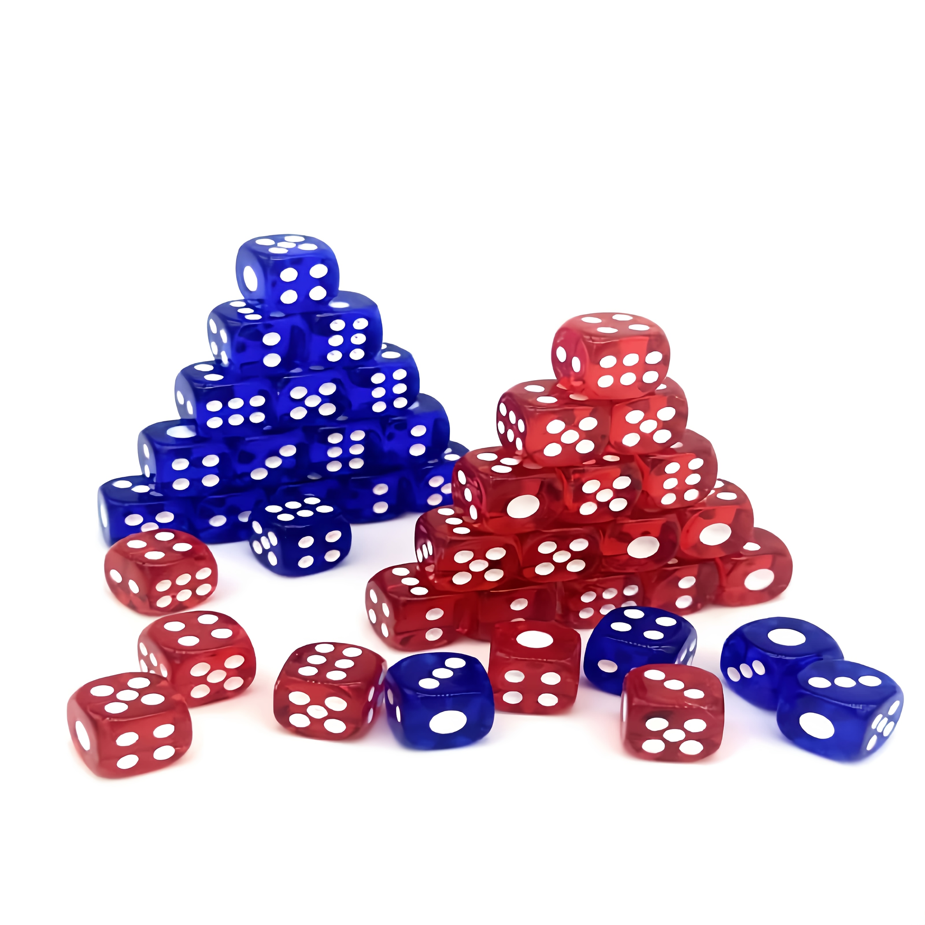 Transparent Red and Blue Rounded Corner Dice Set